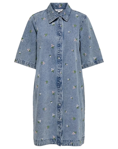 Only - ONLVera-Belle Flower Kjole - Light Blue Denim
